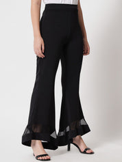 Kotty Women Black Relaxed Flared High-Rise Easy Wash Trousers