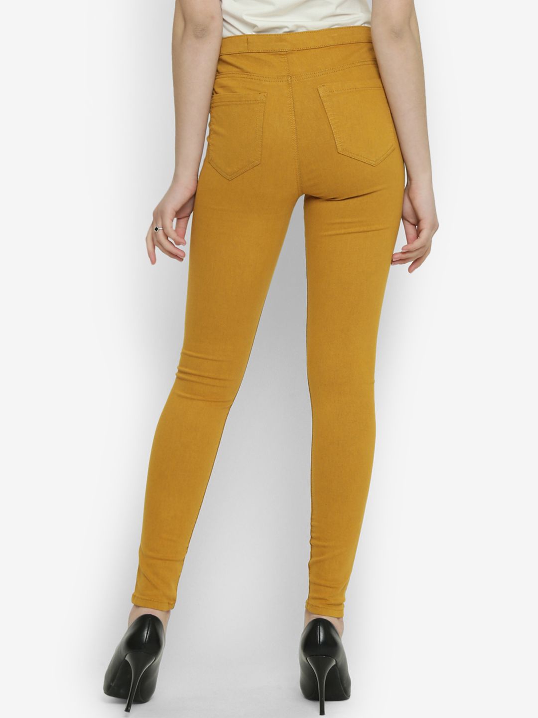 Kotty Women Mustard Skinny Fit High-Rise Clean Look Jeans