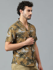 Kotty Men Cuban Collar Floral Printed Casual Shirt