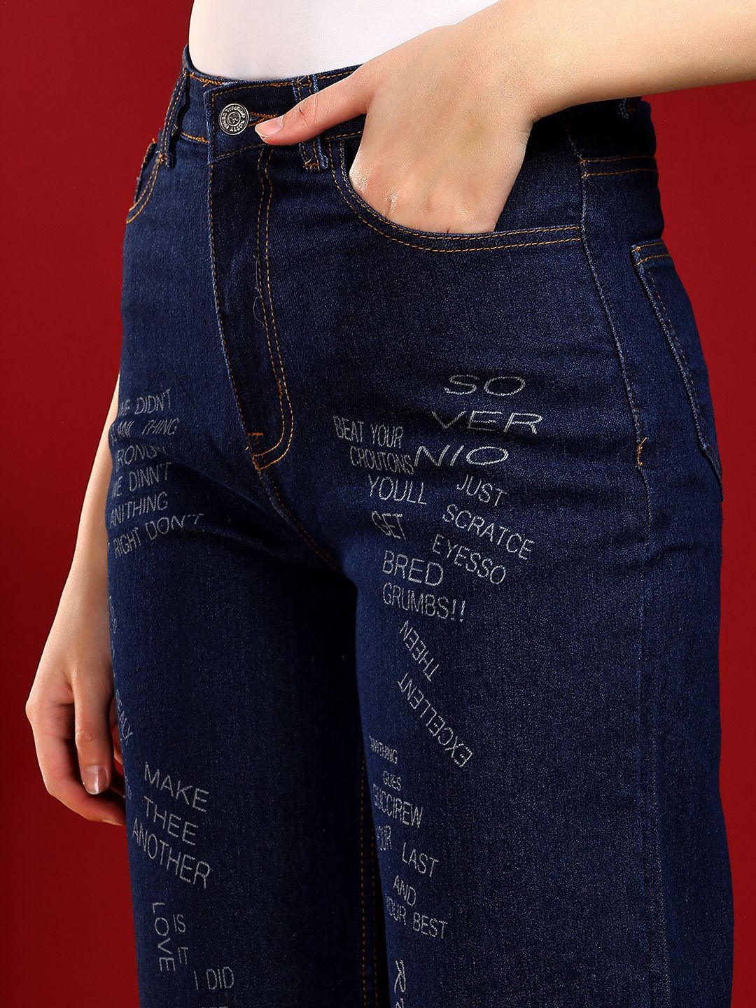 Kotty Women Jean Straight Fit High-Rise Stretchable Jeans