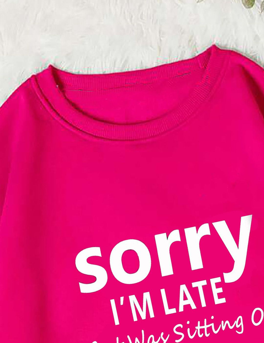 Kotty Pink Typographic Printed Fleece Sweatshirt