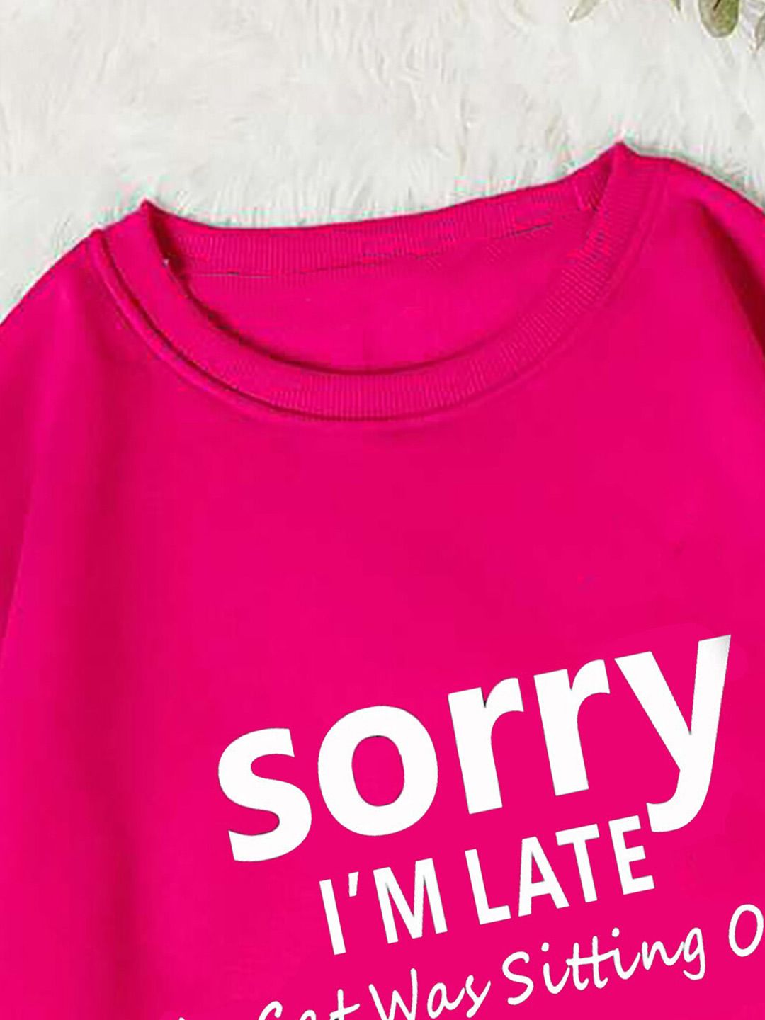 Kotty Pink Typographic Printed Fleece Sweatshirt