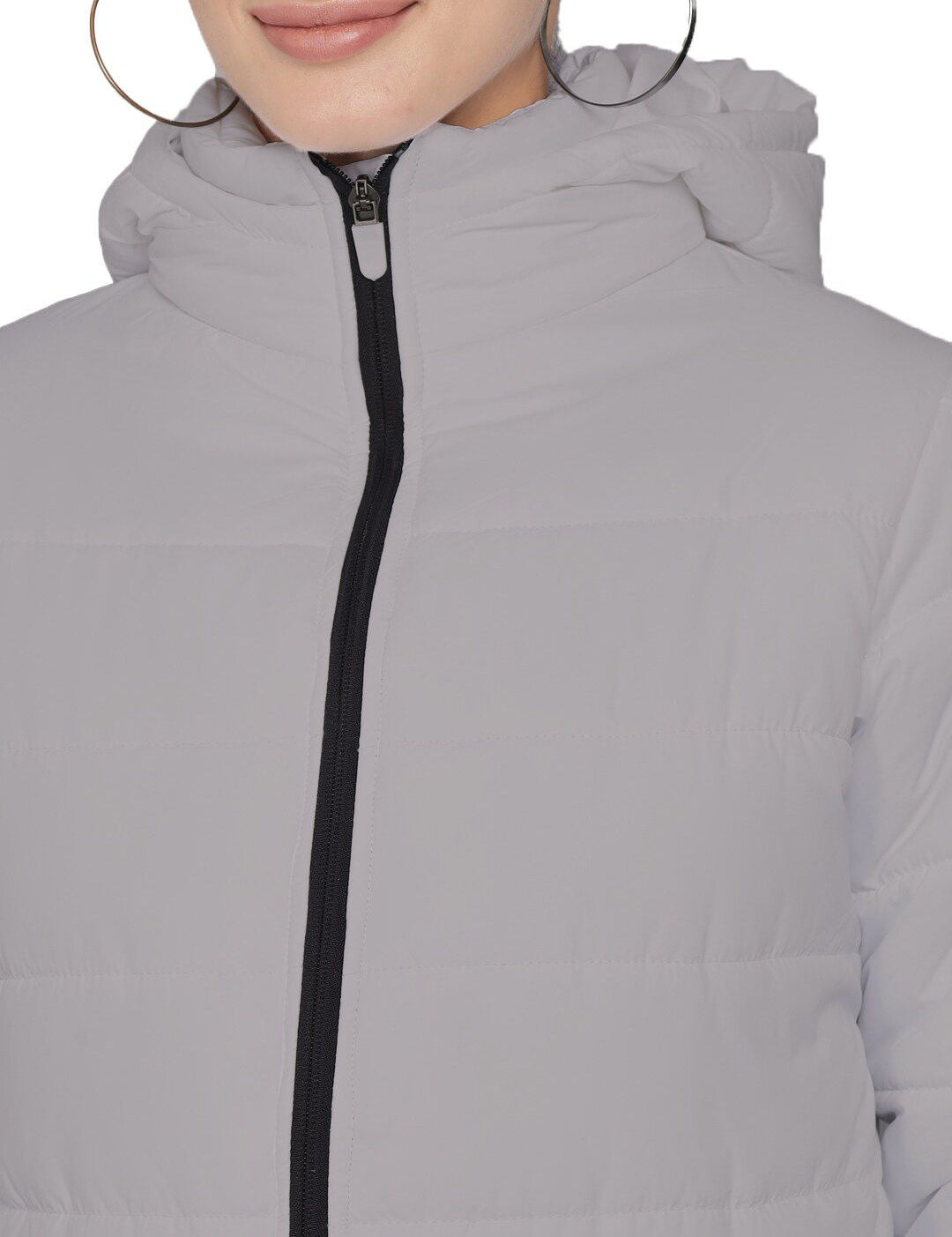 Kotty Women Grey Longline Outdoor Puffer Jacket