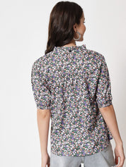 Kotty Women Grey Floral Print Crepe Top