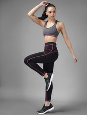 Kotty Women Black & Pink Patterned Tights