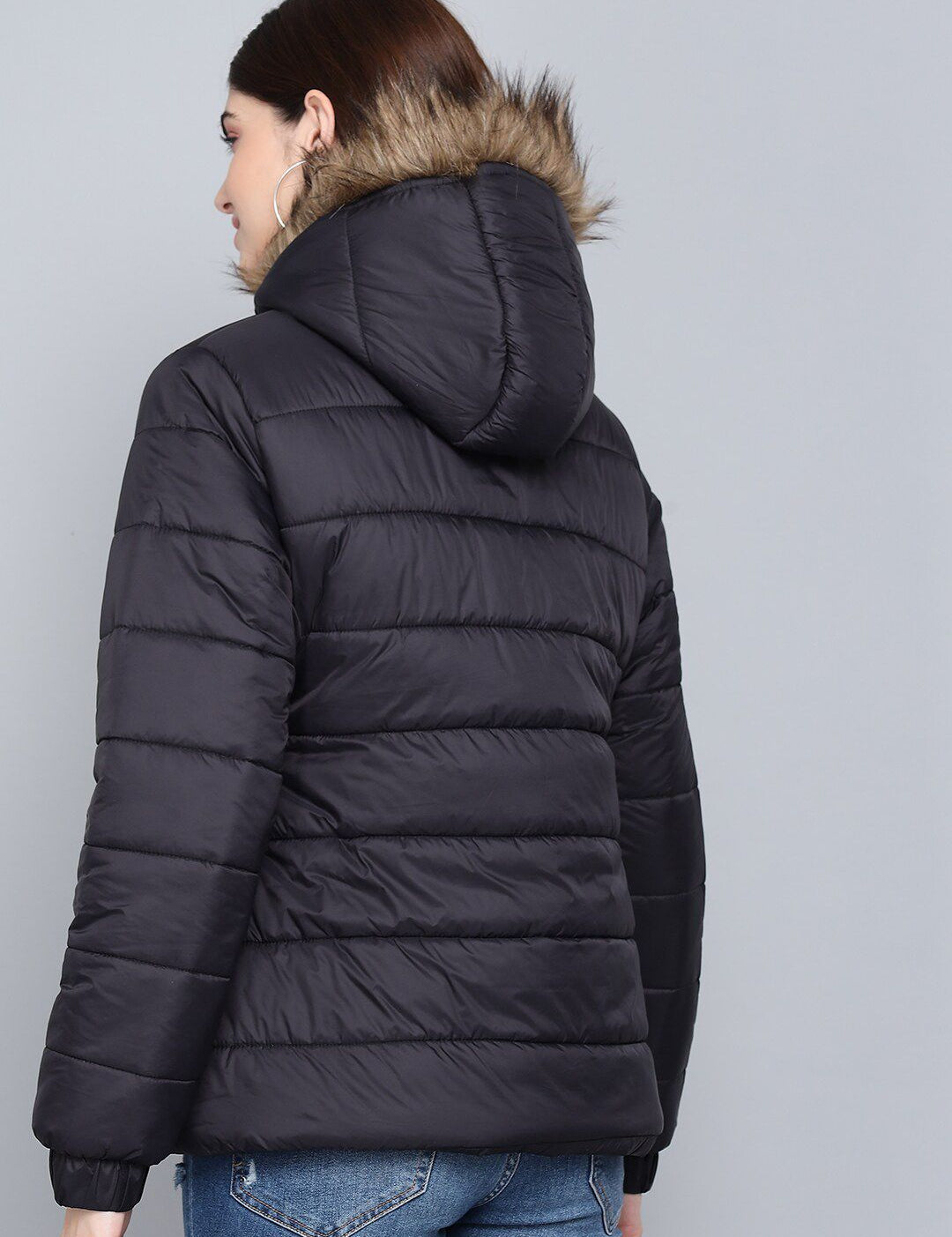 Kotty Women Black Outdoor Puffer Jacket