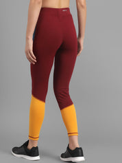 Kotty Women Yellow & Maroon Colourblocked Tights