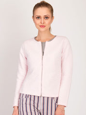 Kotty Women Cream-Coloured Self Design Open Front Jacket