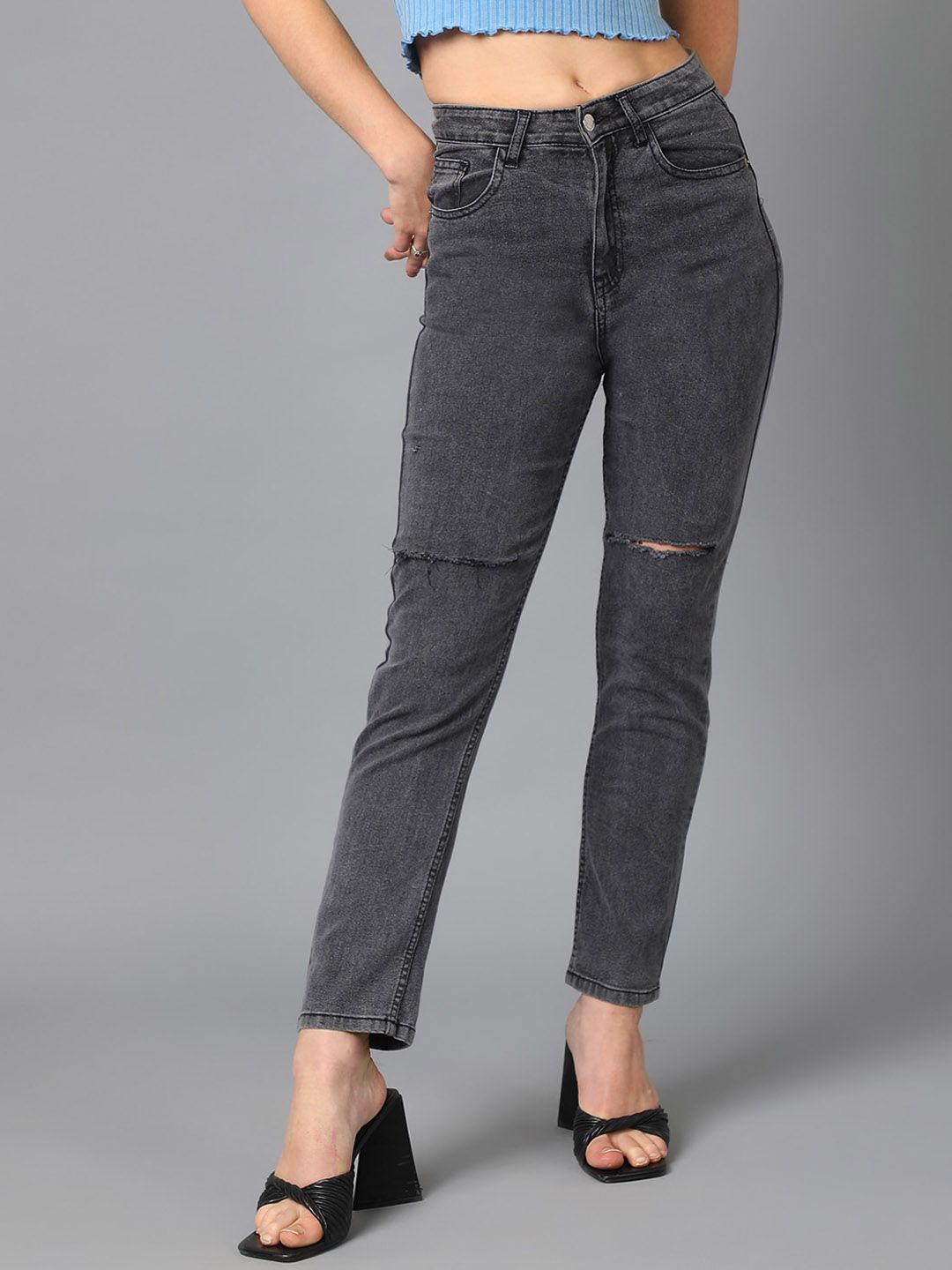 Kotty Women Jean Slim Fit Slash Knee Cotton Stretchable Jeans