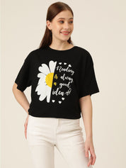Kotty Typography Printed Casual Oversized T-shirt