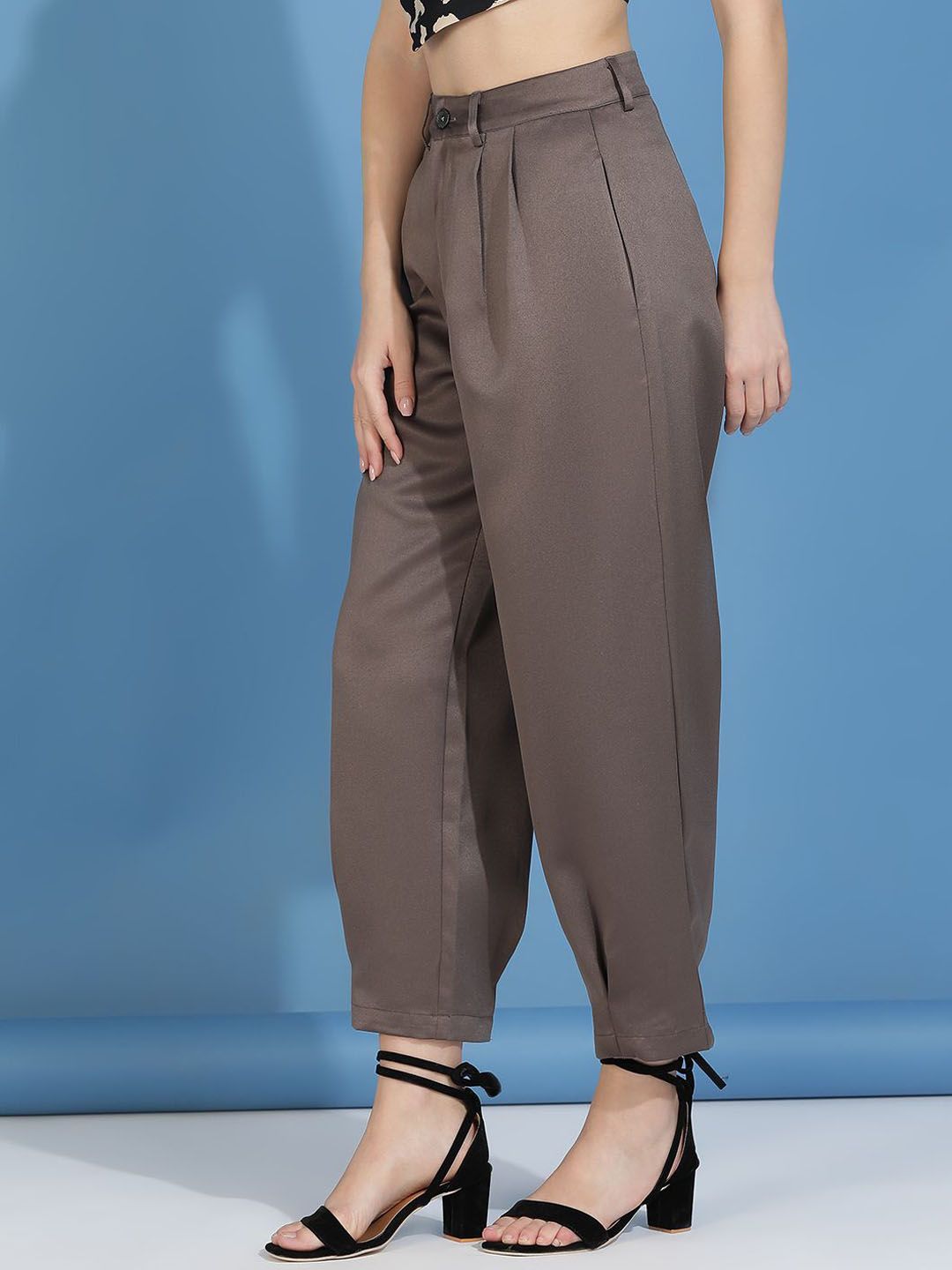 Kotty Women Relaxed High-Rise Easy Wash Pleated Peg Trousers