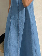 Kotty Women's Blue Denim Maxi Dress Sleeveless Casual Summer