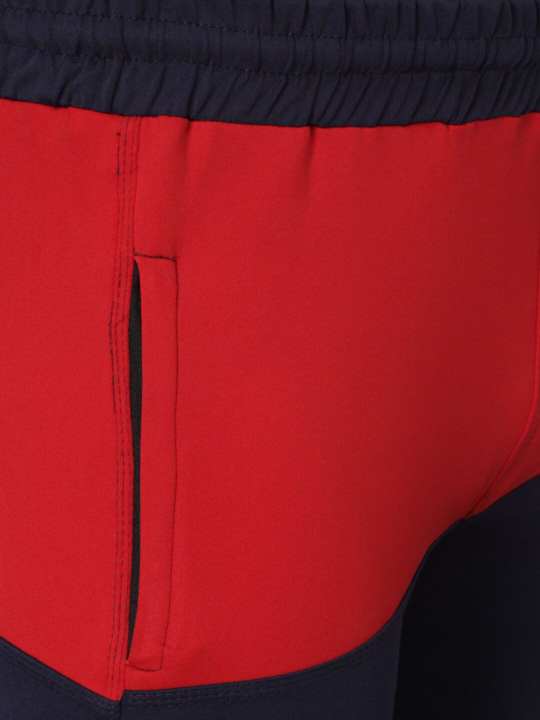 Kotty Men Navy Blue & Red Colourblocked Track Pants