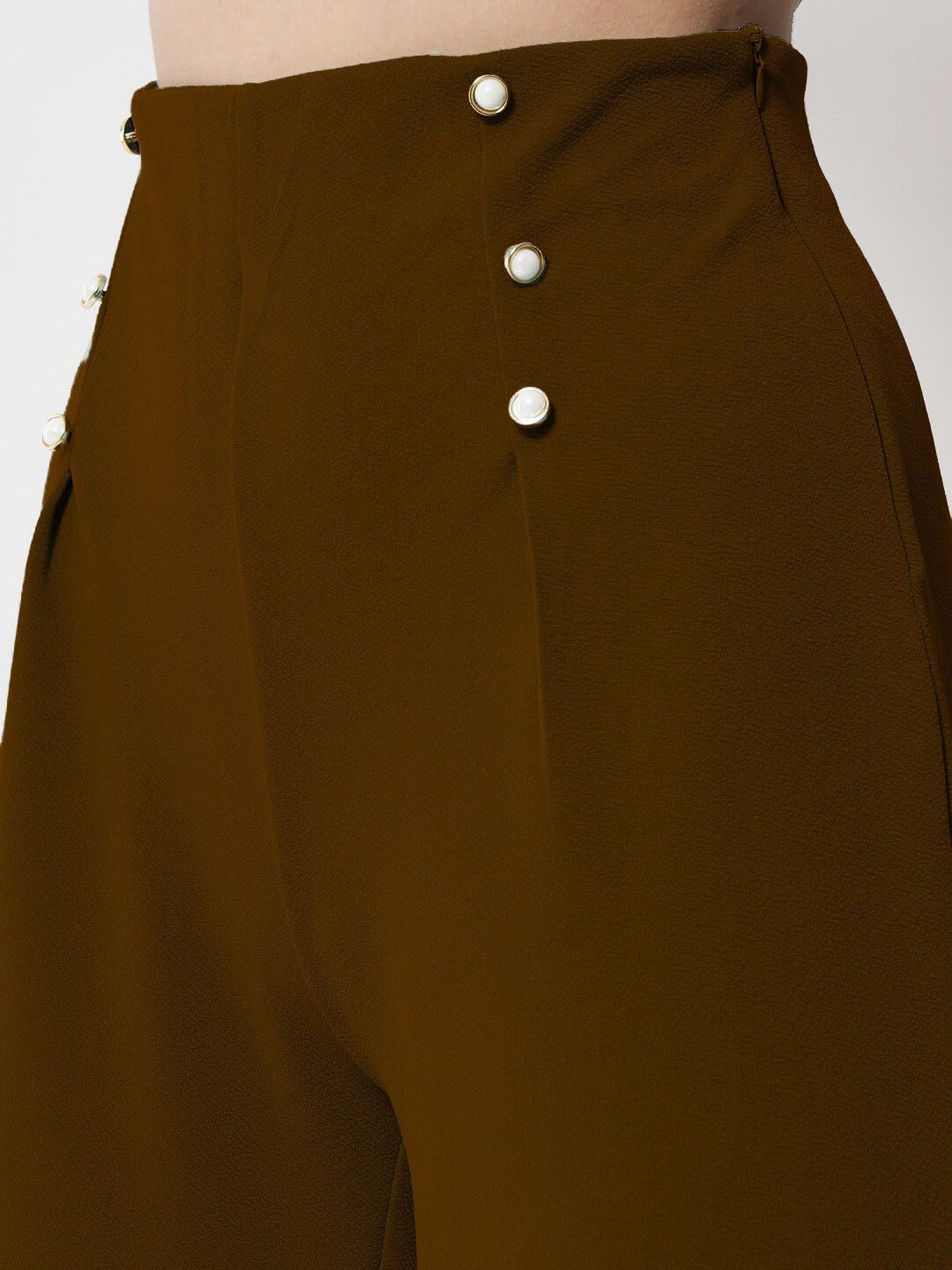 Kotty Women Brown Relaxed Straight Fit High-Rise Easy Wash Trousers