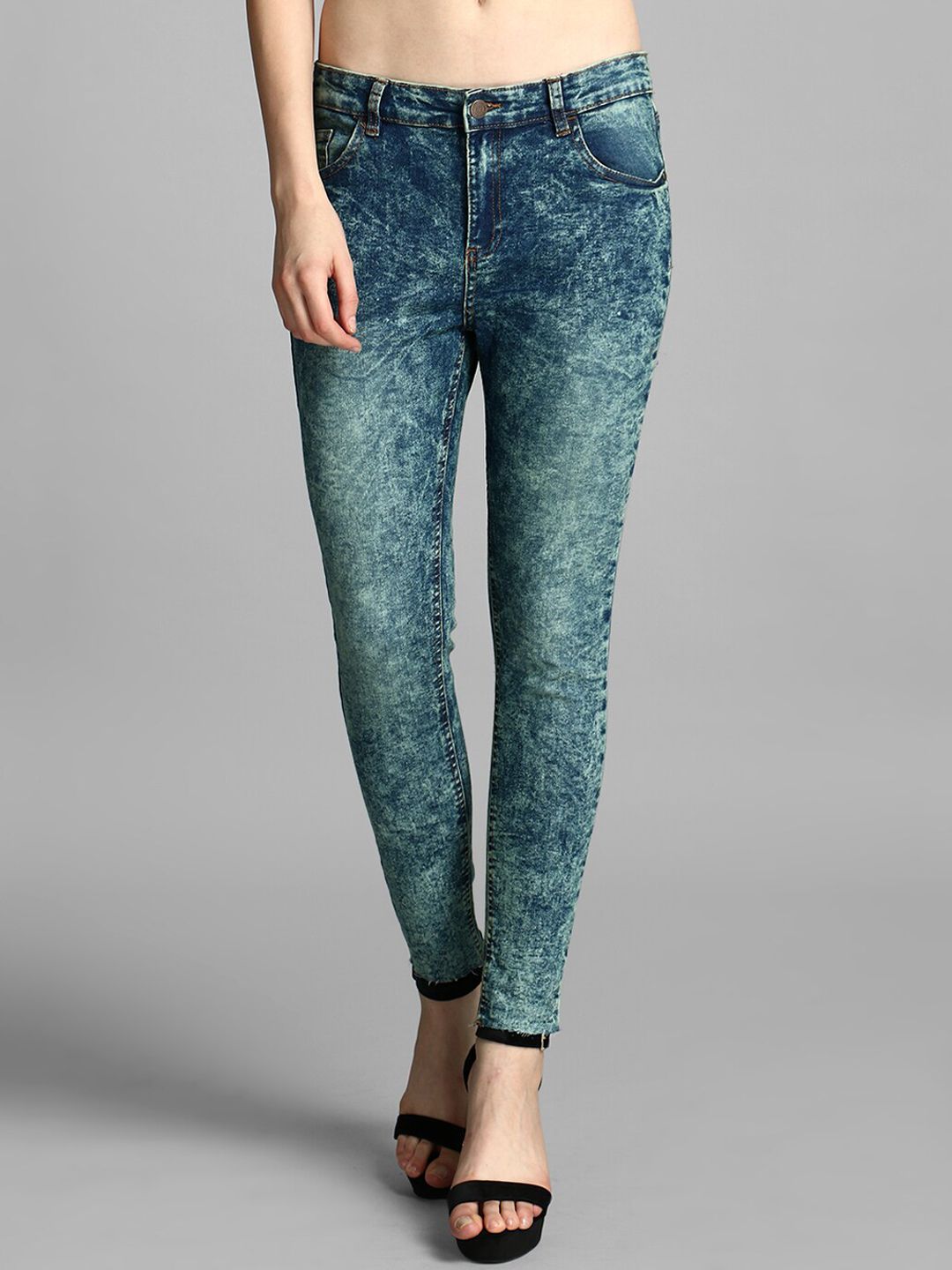 Kotty Women Green Skinny Fit High-Rise Clean Look Jeans