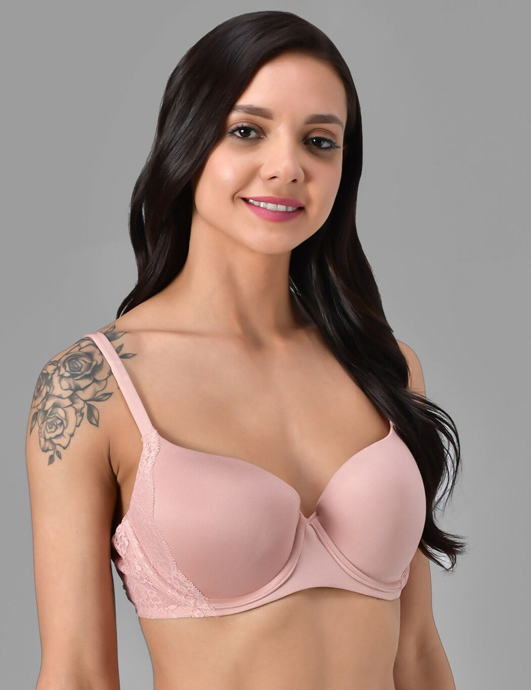 Kotty Rose Pink Solid Lightly Padded Under-Wired T-Shirt Bra KTTWOMENSBRA03