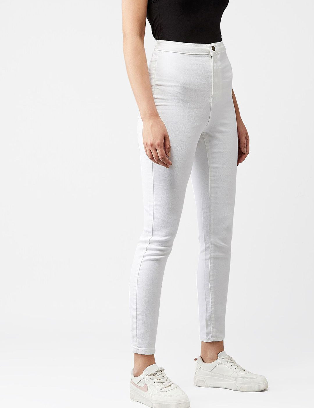 Kotty Women White Skinny Fit High-Rise Clean Look Jeans