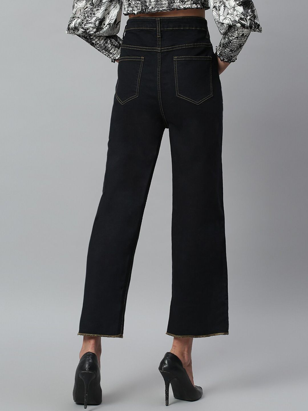 Kotty Women Black No Fade Clean Look Flared Jeans