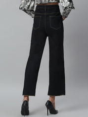 Kotty Women Black No Fade Clean Look Flared Jeans