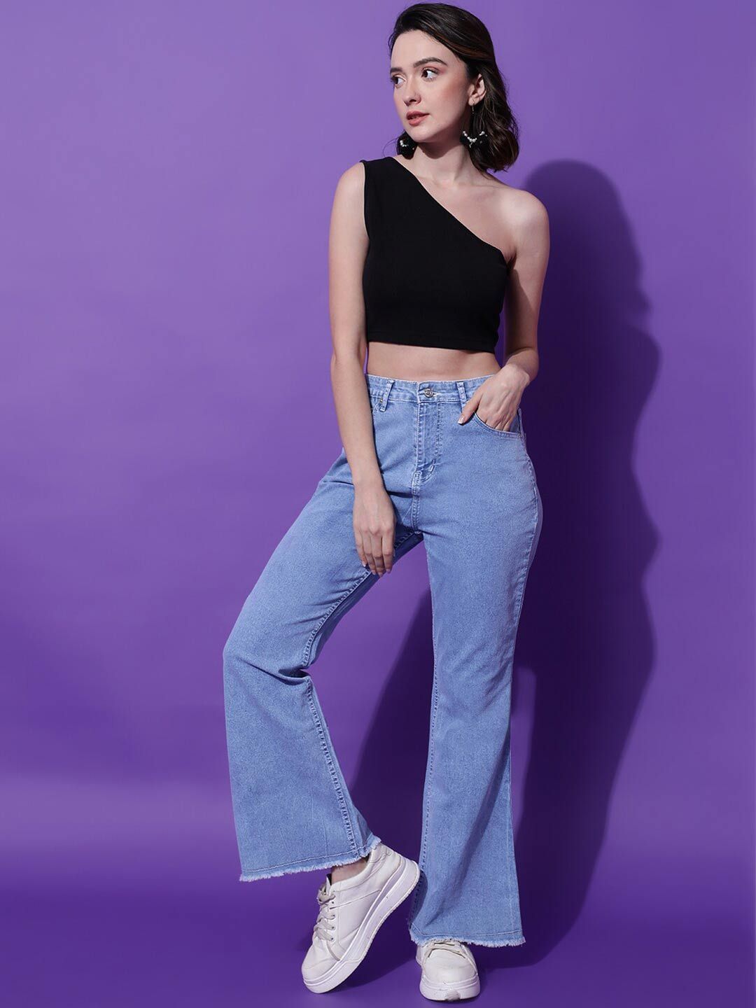 KOTTY Basics One Shoulder Fitted Crop Top