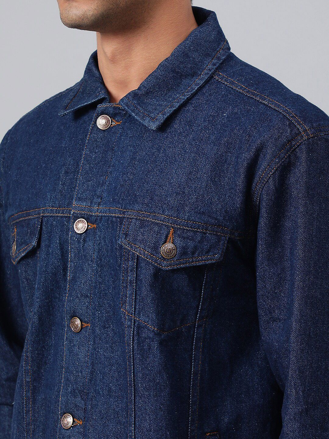 Kotty Men Spread Collar Long Sleeves Denim Jacket