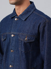 Kotty Men Spread Collar Long Sleeves Denim Jacket