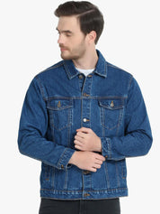 Kotty Men Blue Solid Denim Jacket