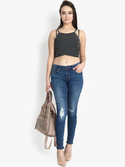 Kotty Women Blue Skinny Fit Mid-Rise Mildly Distressed Jeans