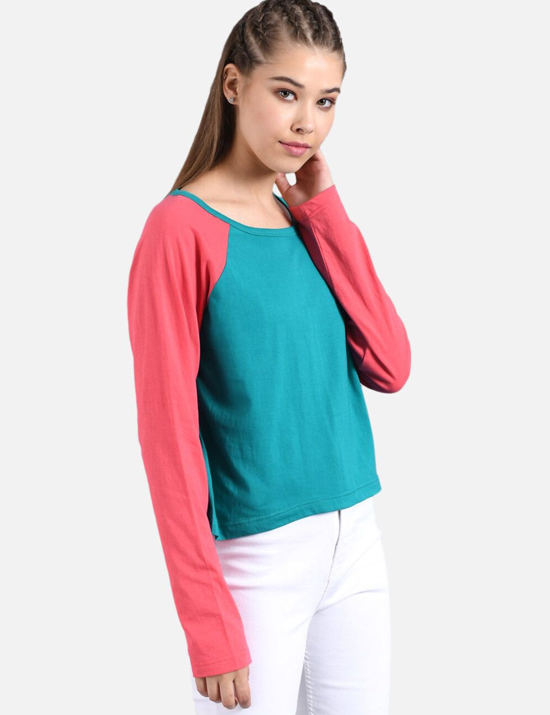 Kotty Women Blue Solid Round Neck T-shirt