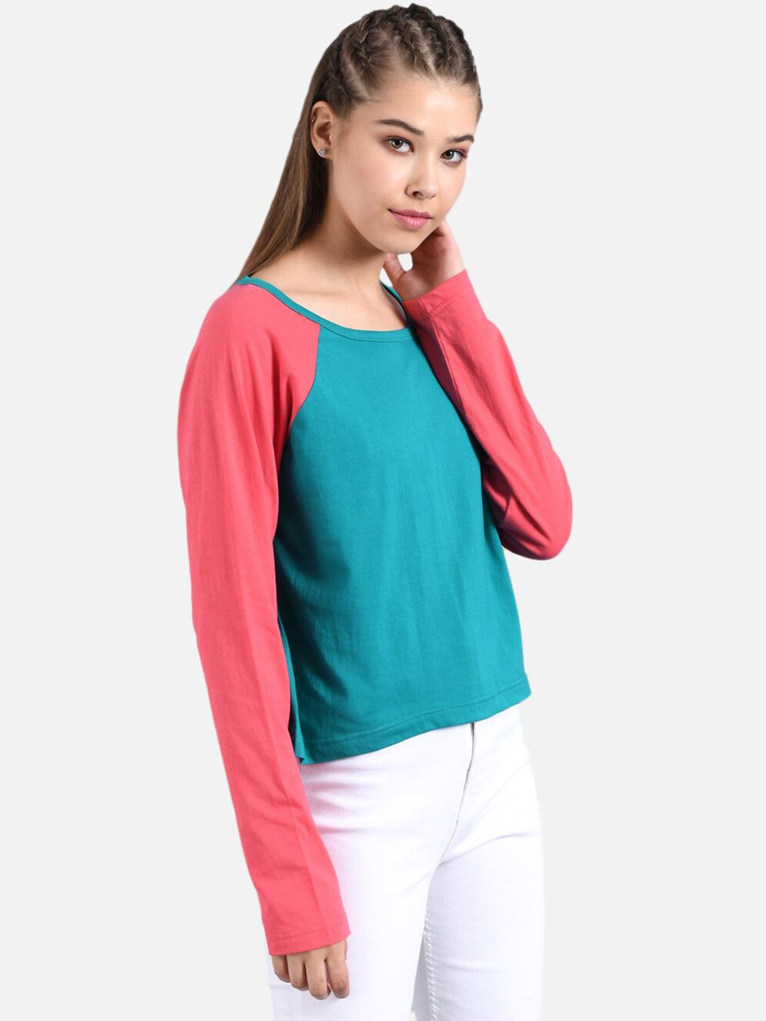 Kotty Women Blue Solid Round Neck T-shirt