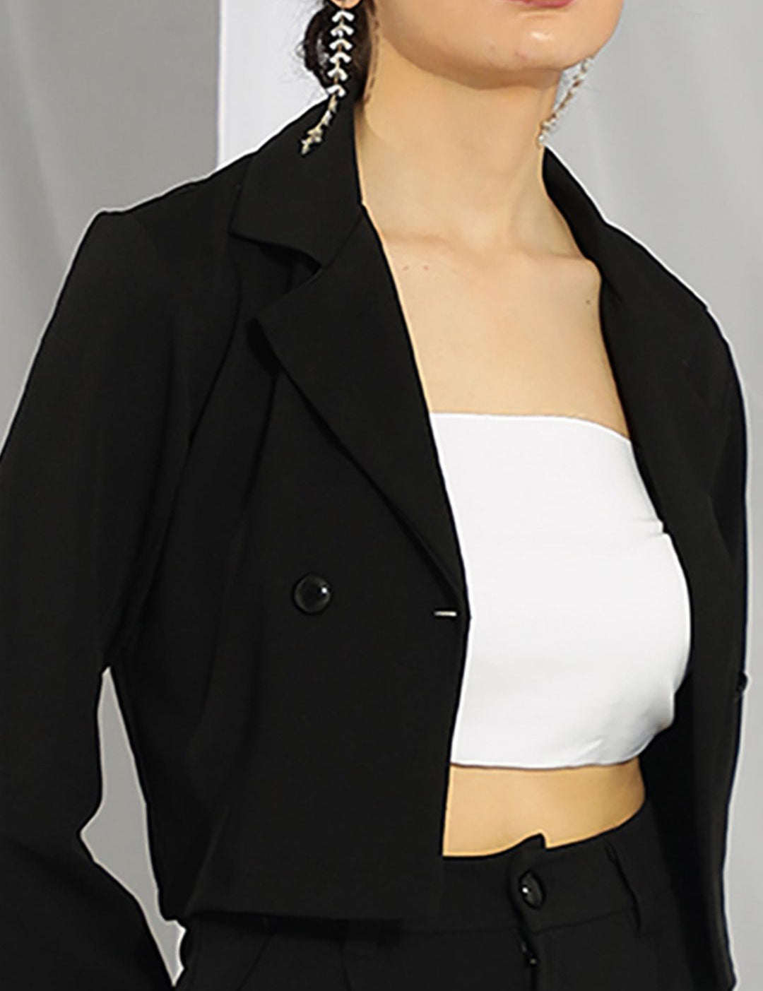 KOTTY Basics Women Double Breasted Crop Blazer