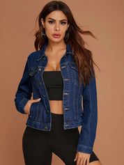 Kotty Women Washed Crop Denim Jacket