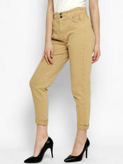 Kotty Women Beige Slim Fit High-Rise Clean Look Jeans