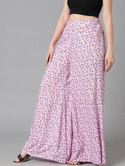 Kotty Women Relaxed Floral Printed Flared High-Rise Easy Wash Parallel Trousers