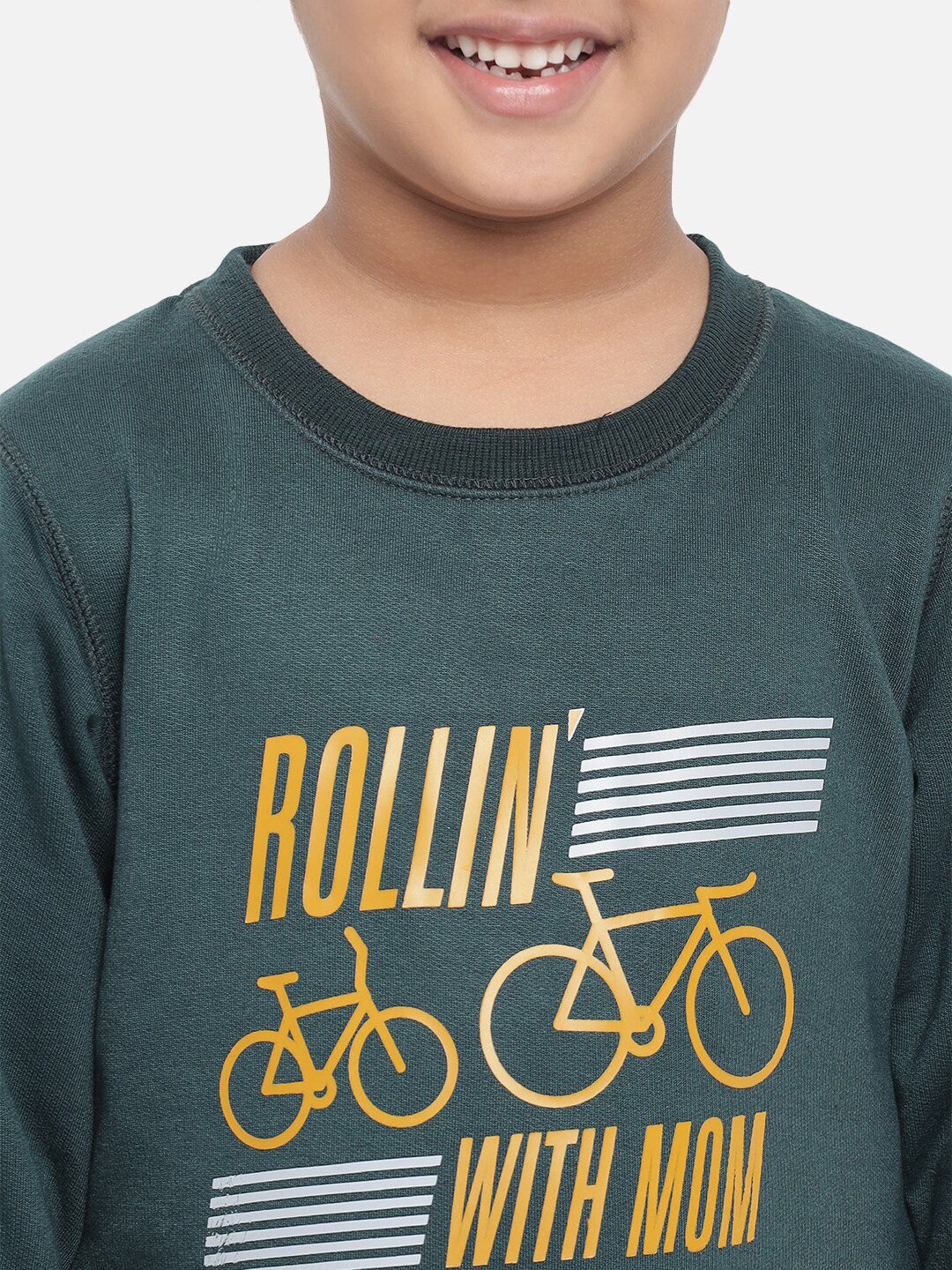 Kotty Boys Green Printed Sweatshirt