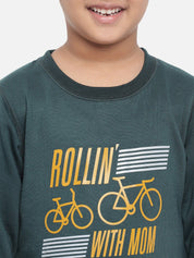 Kotty Boys Green Printed Sweatshirt