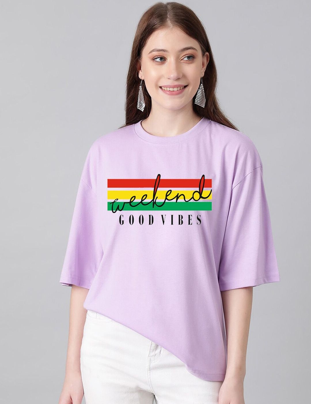 KOTTY Basics Typography Printed Oversized T-shirt