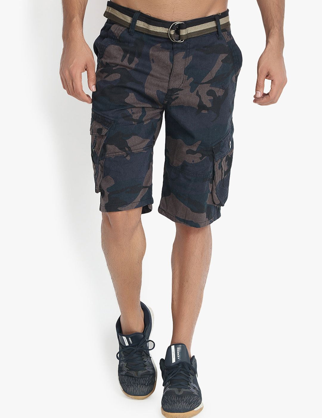 Kotty Men Blue Printed Regular Fit Cargo Shorts