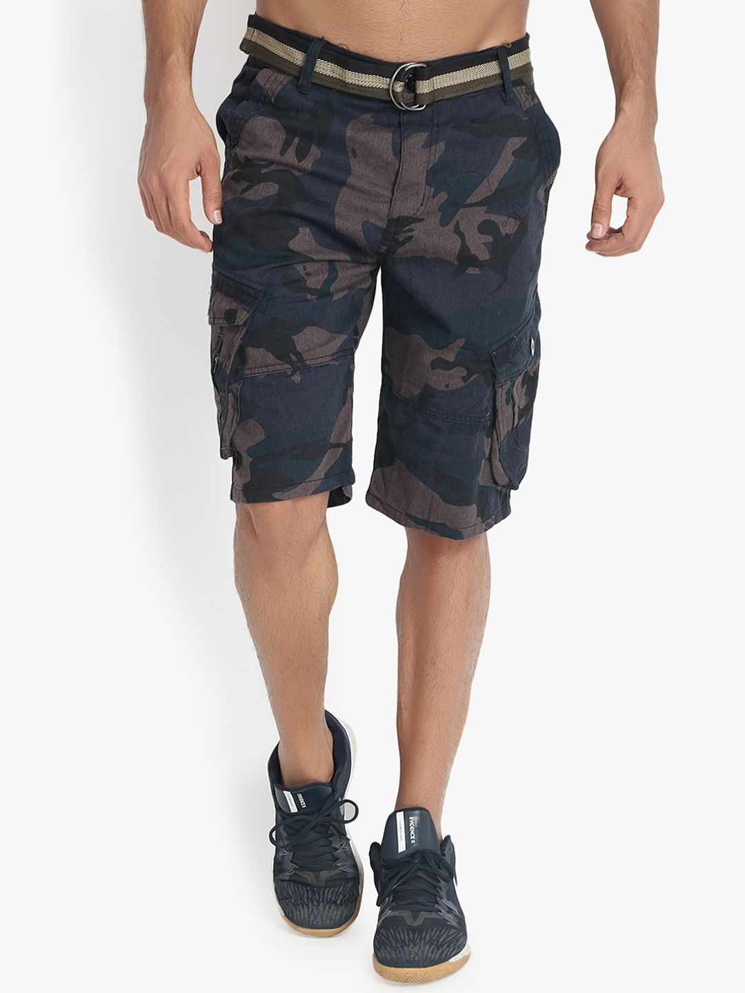 Kotty Men Blue Printed Regular Fit Cargo Shorts
