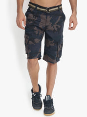Kotty Men Blue Printed Regular Fit Cargo Shorts
