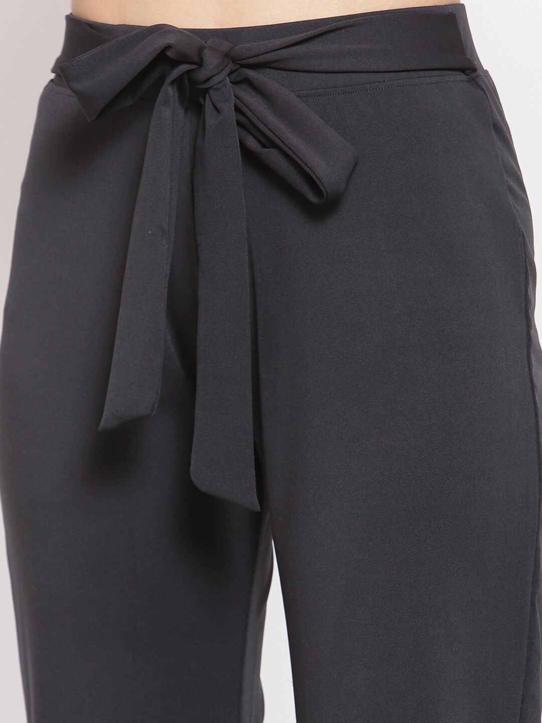 Kotty Women Black Flared High-Rise Parallel Trousers Parallel Trousers