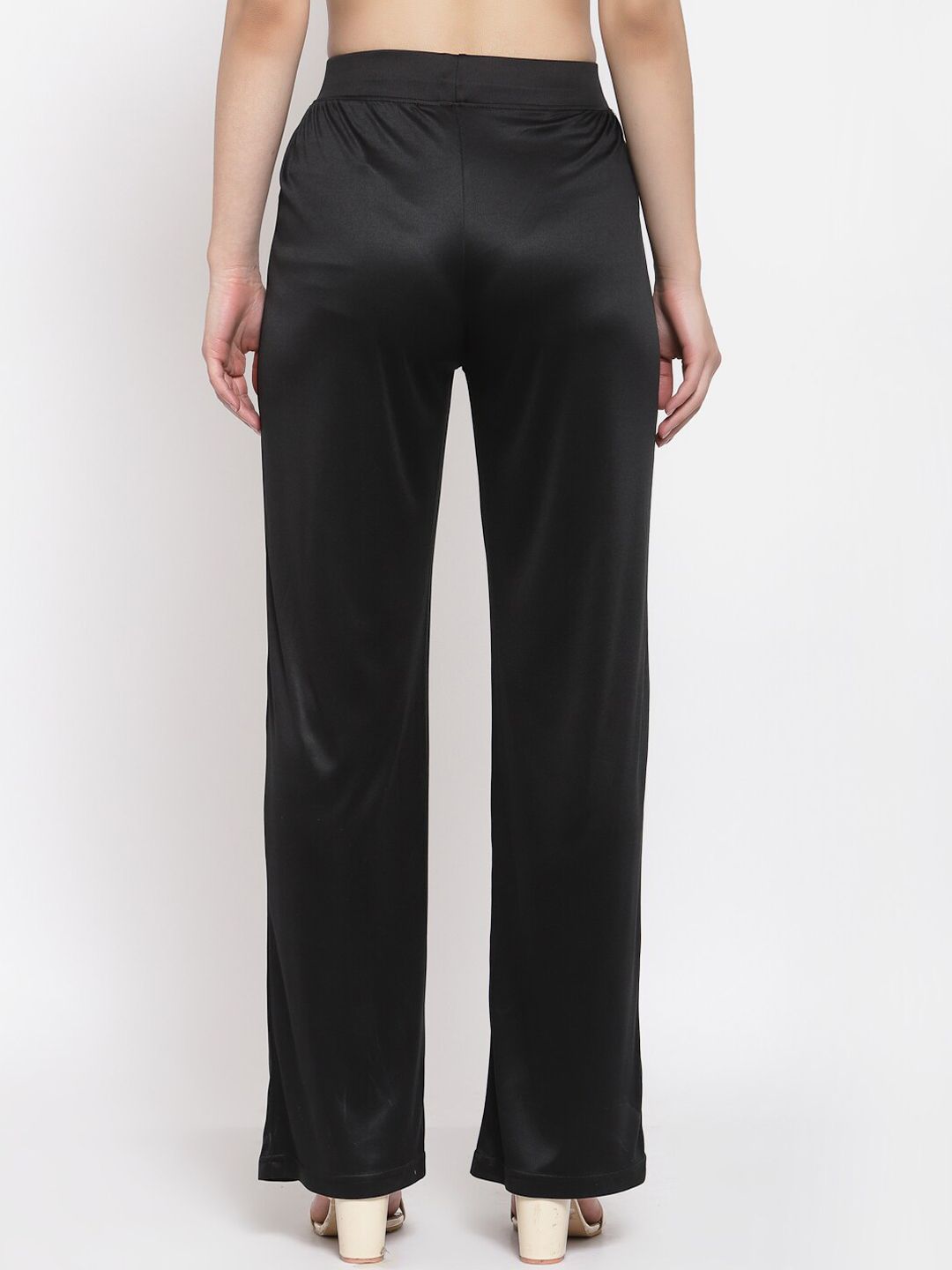 Kotty Women Black Flared High-Rise Parallel Trousers Parallel Trousers
