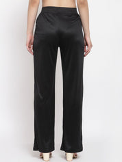 Kotty Women Black Flared High-Rise Parallel Trousers Parallel Trousers