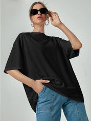 Kotty Drop-Shoulder Sleeves Loose Cotton T-shirt