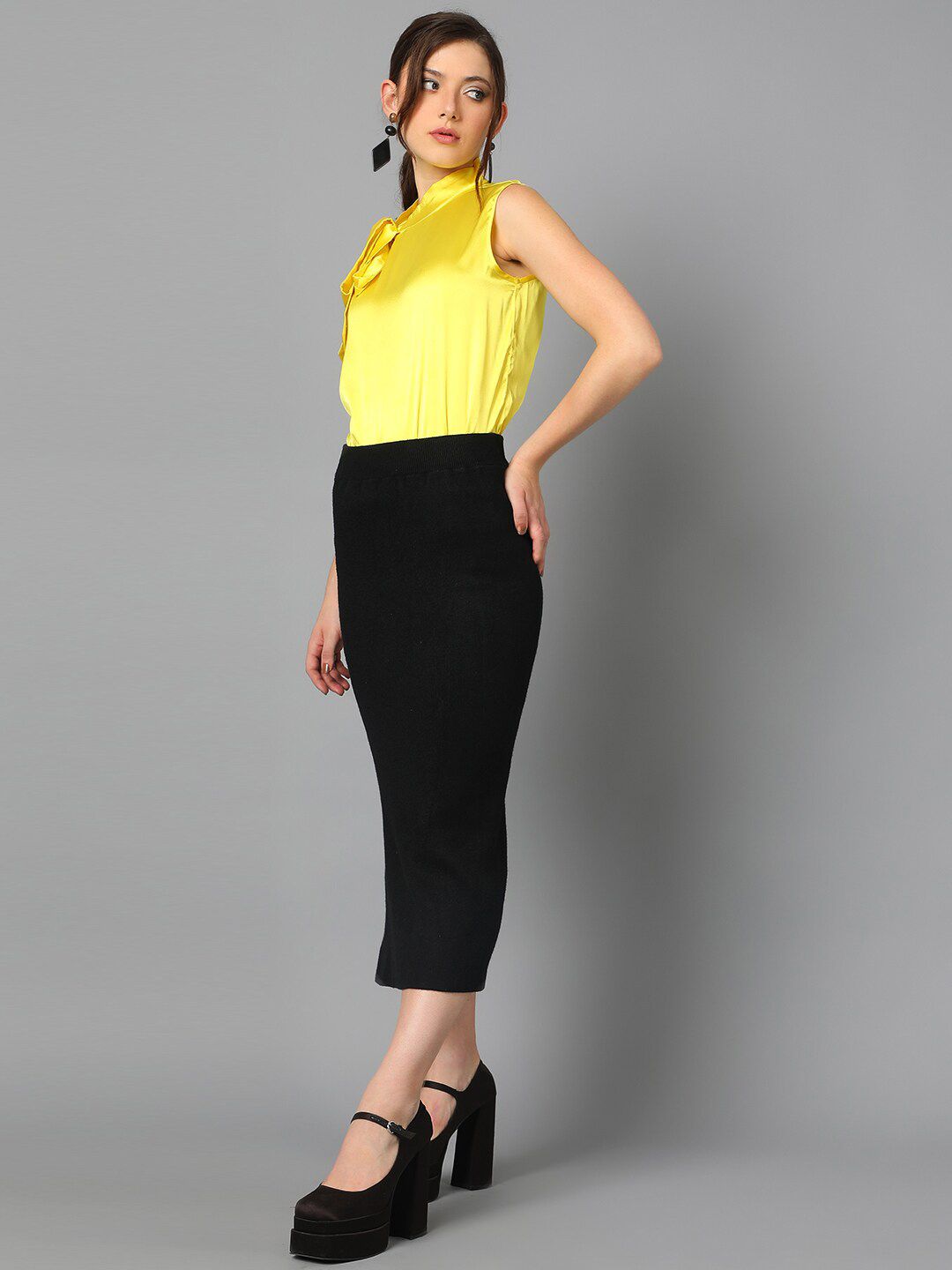 Kotty Tie-Up Neck Regular Satin Top