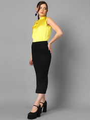 Kotty Tie-Up Neck Regular Satin Top