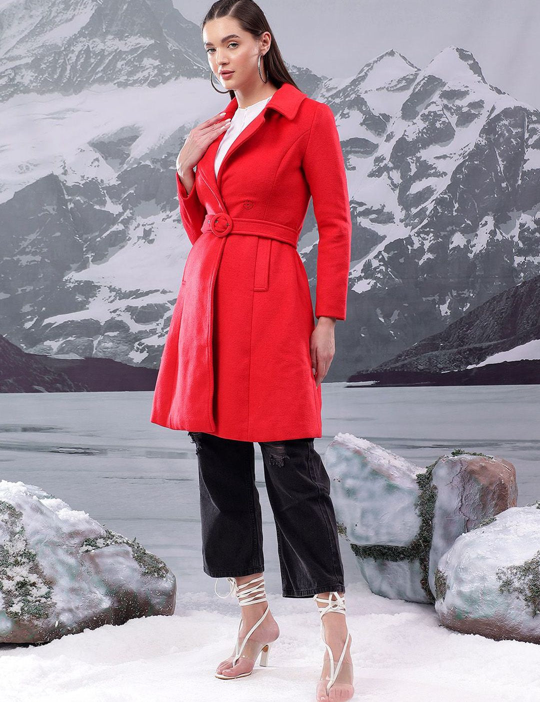 Kotty Women Notched Lapel Single-Breasted Overcoat