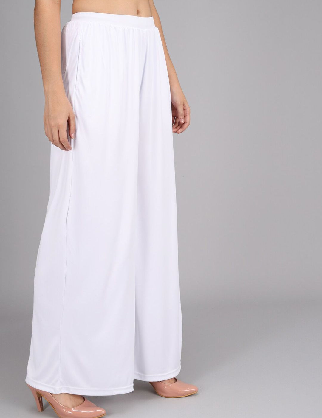 Kotty Women White Flared High-Rise Parallel Trousers