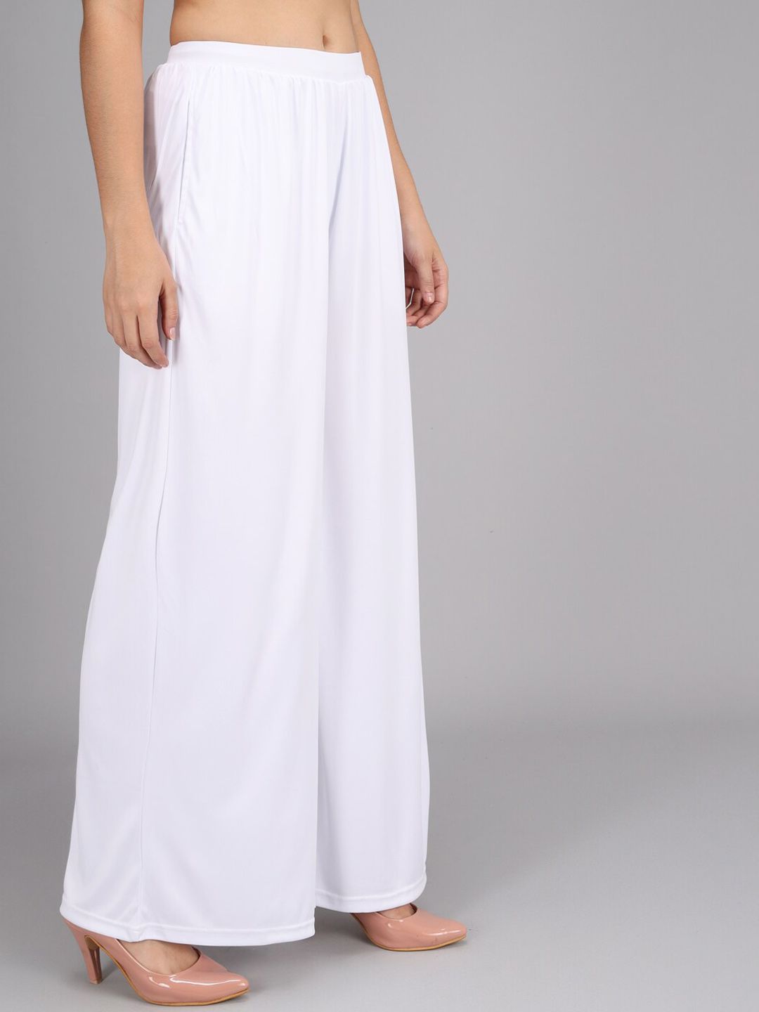 Kotty Women White Flared High-Rise Parallel Trousers