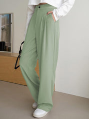 Kotty Women Straight Fit High-Rise Easy Wash Pleated Trousers